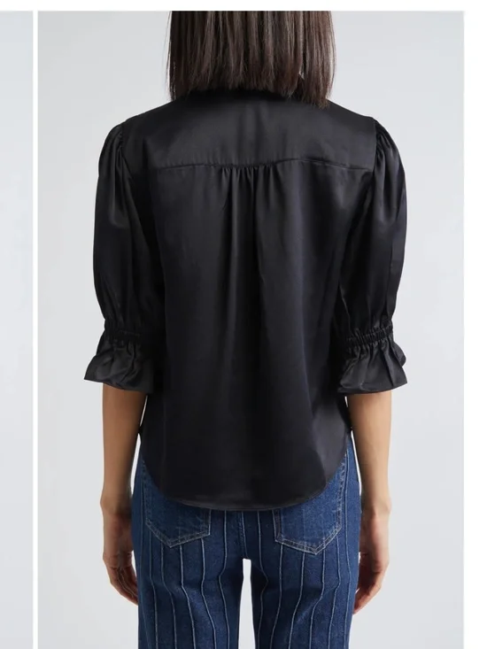 Cinq a Sept Smoke Blue Fiona silk shirt, M, CB2605 - Picture 3 of 7